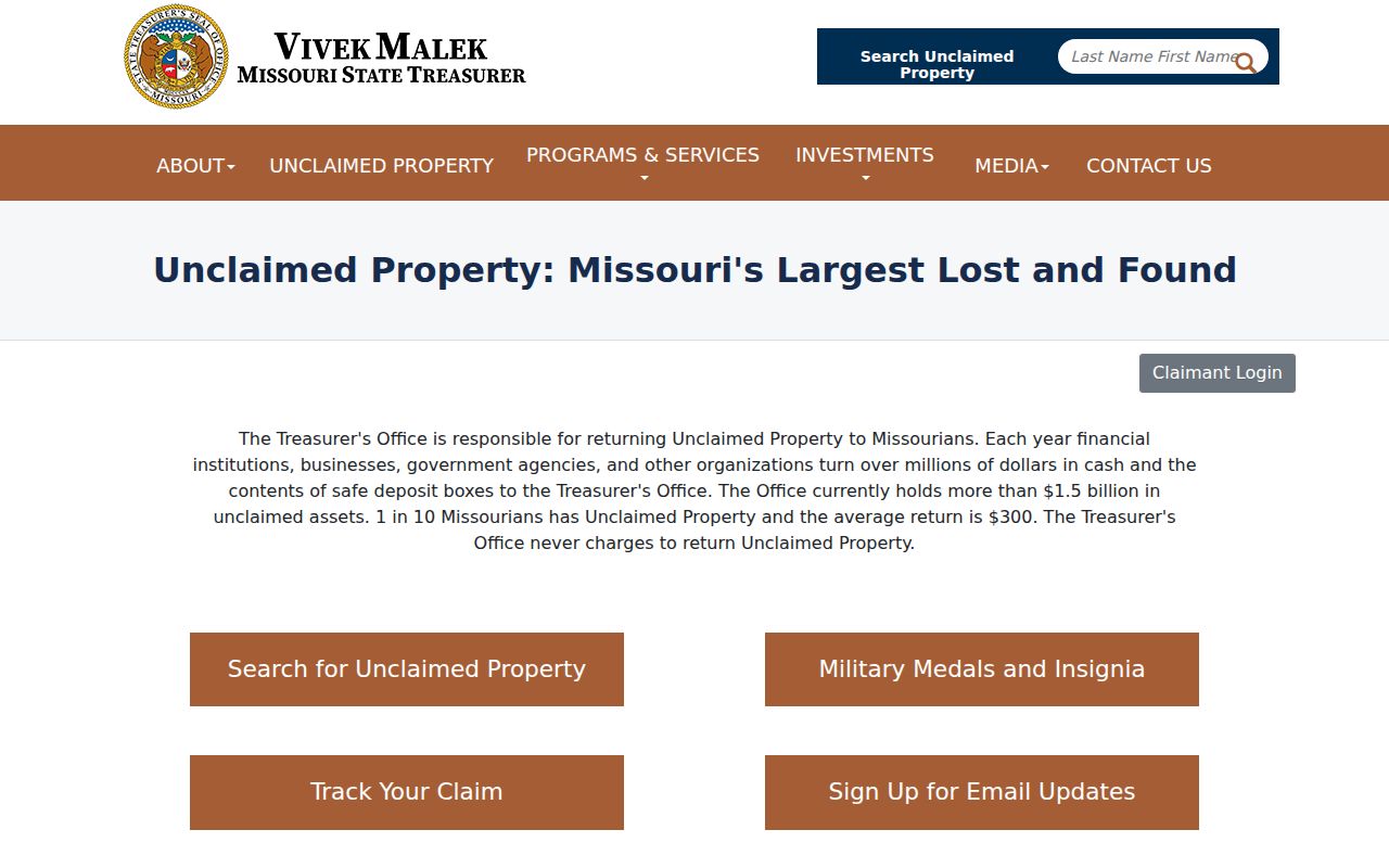St. Louis residents directory Missouri unclaimed property search