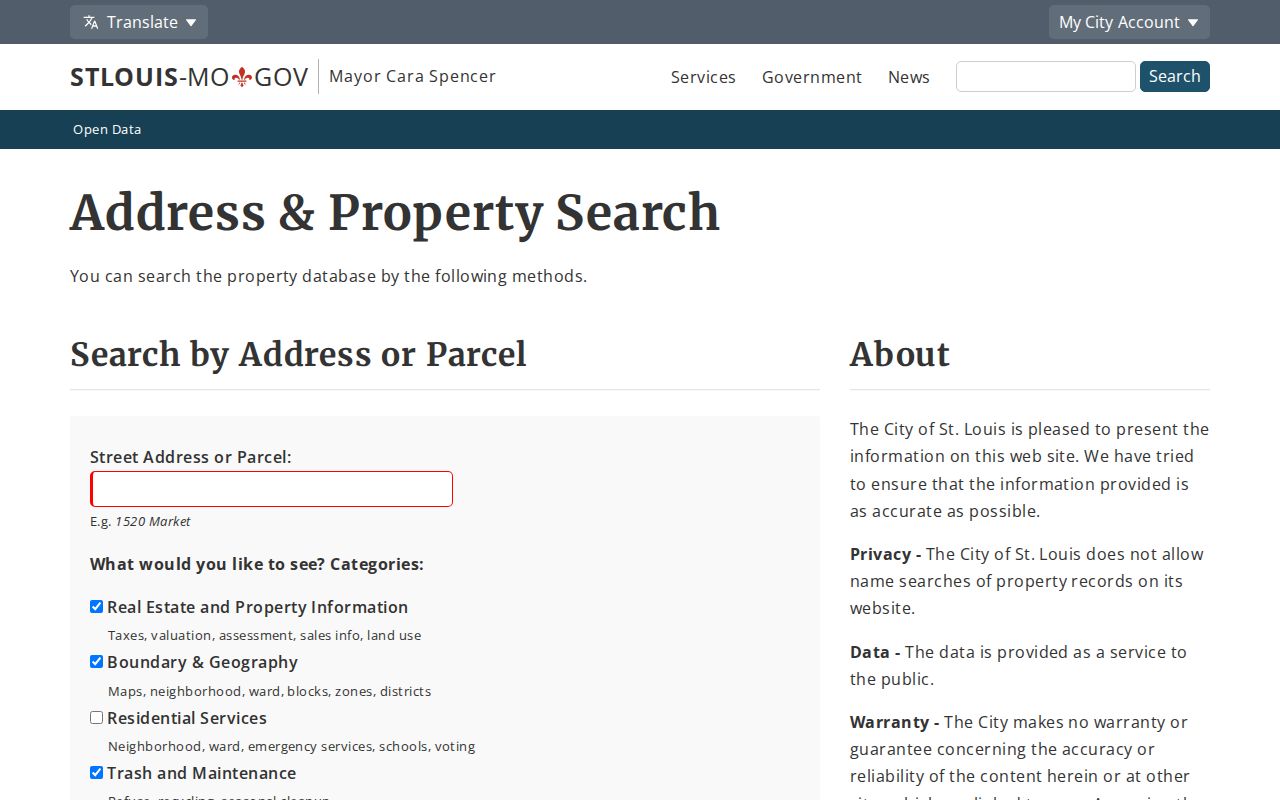 St. Louis residents directory City address and property search